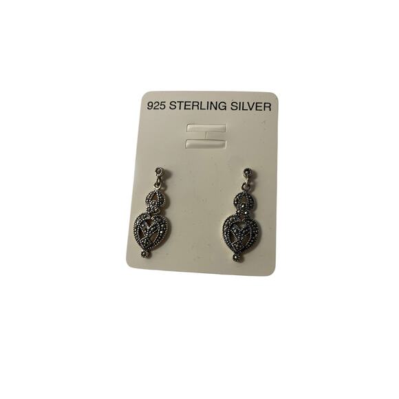 Vintage Sterling Silver Marcasite Earrings - Picture 1 of 5